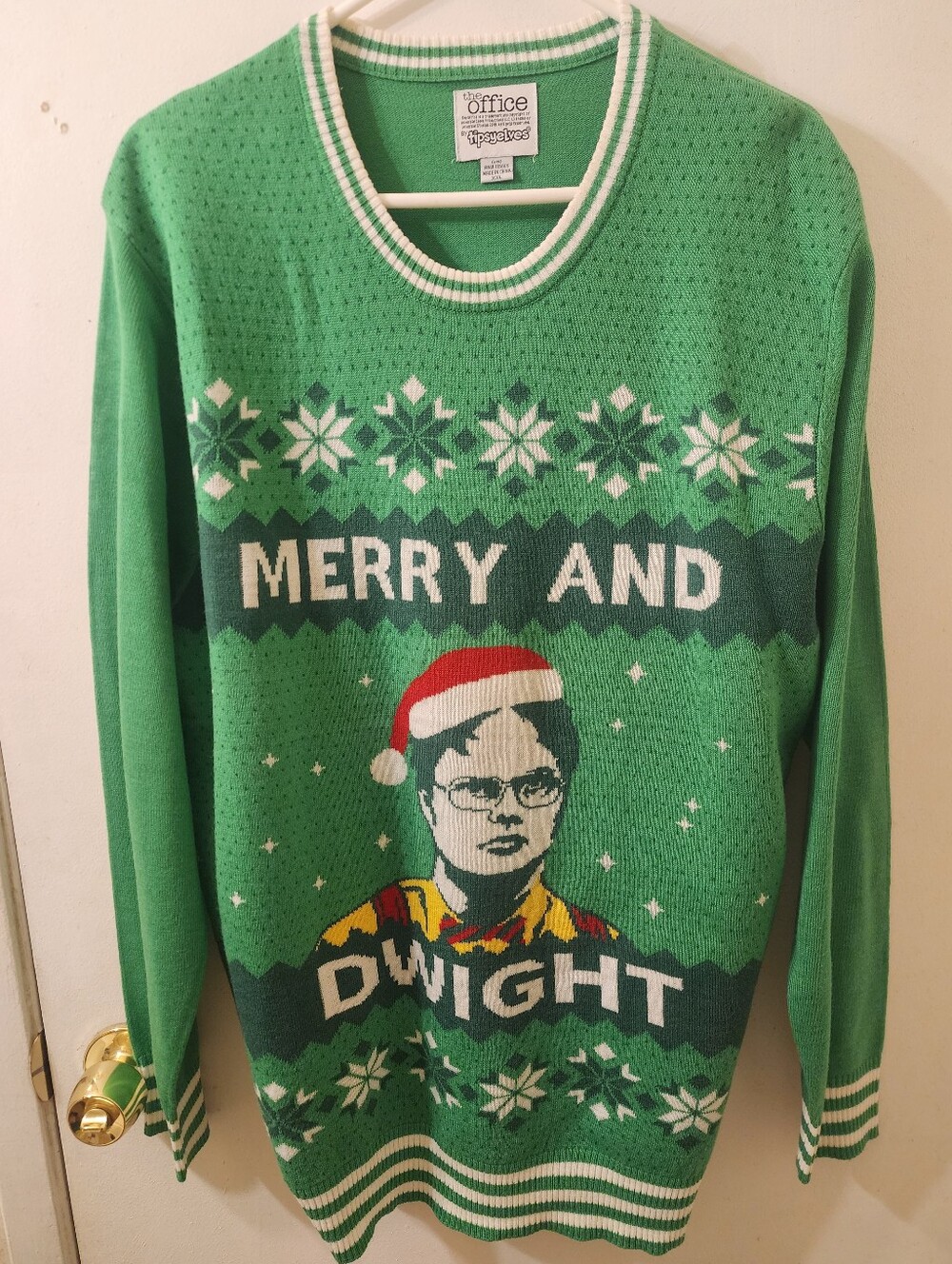 The Office Dwight Ugly Christmas Sweater Green & White
